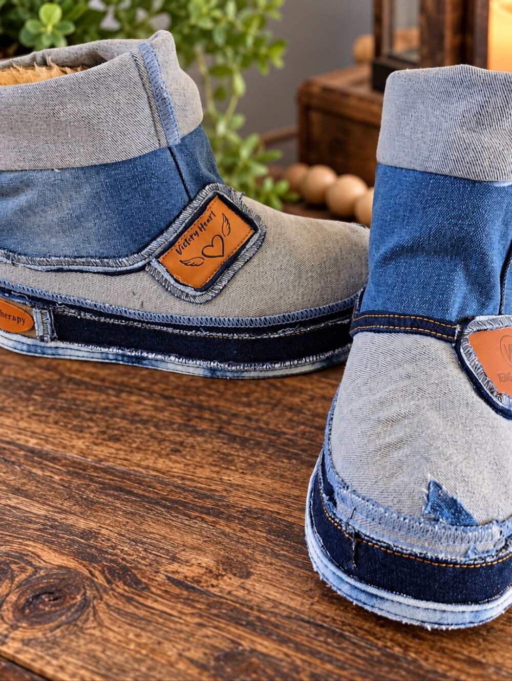 Upcycled Denim Boot - Shades Of Blue